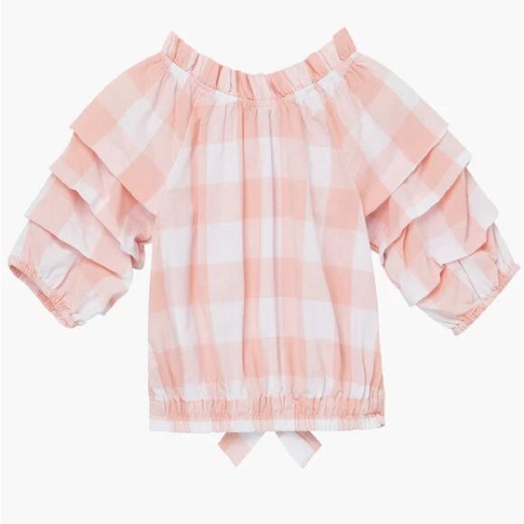 Habitual Kids Girls’ Puff Sleeve Pink Gingham Top. Size 12 - Picture 2 of 5